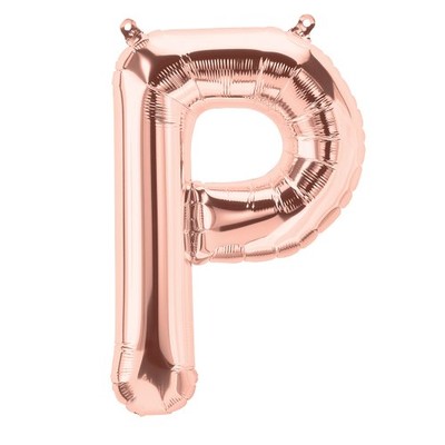 Small Rose Gold Letter P Foil Balloon Pk 1 (Air Inflation Only)