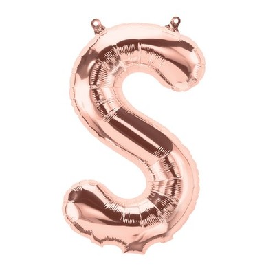 Small Rose Gold Letter S Foil Balloon Pk 1 (Air Inflation Only)