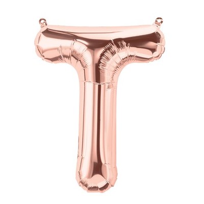 Small Rose Gold Letter T Foil Balloon Pk 1 (Air Inflation Only)