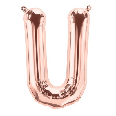 Small Rose Gold Letter U Foil Balloon Pk 1 (Air Inflation Only)