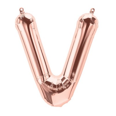 Small Rose Gold Letter V Foil Balloon Pk 1 (Air Inflation Only)