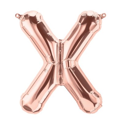 Small Rose Gold Letter X Foil Balloon Pk 1 (Air Inflation Only)