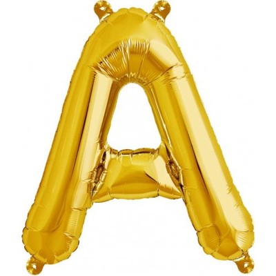 Small Gold Letter A 16in. Foil Balloon Pk 1 (Air Inflation Only / Stick & Cup Not Included)