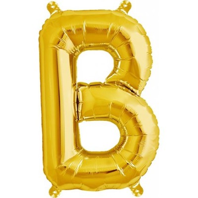 Small Gold Letter B 16in. Foil Balloon Pk 1 (Air Inflation Only / Stick & Cup Not Included)