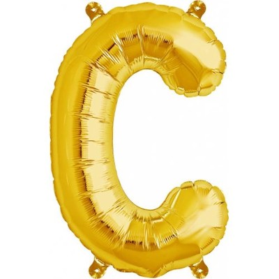 Small Gold Letter C 16in. Foil Balloon Pk 1 (Air Inflation Only / Stick & Cup Not Included)