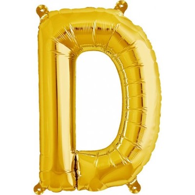 Small Gold Letter D 16in. Foil Balloon Pk 1 (Air Inflation Only / Stick & Cup Not Included)