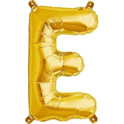 Small Gold Letter E 16in. Foil Balloon Pk 1 (Air Inflation Only / Stick & Cup Not Included)