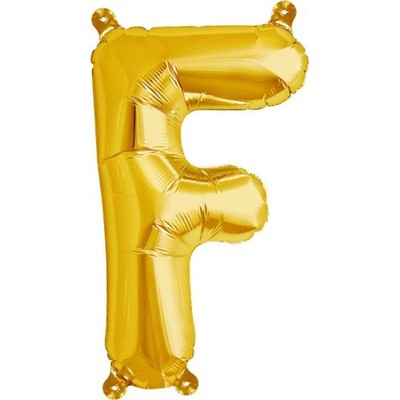 Small Gold Letter F 16in. Foil Balloon Pk 1 (Air Inflation Only / Stick & Cup Not Included)