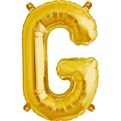 Small Gold Letter G 16in. Foil Balloon Pk 1 (Air Inflation Only / Stick & Cup Not Included)