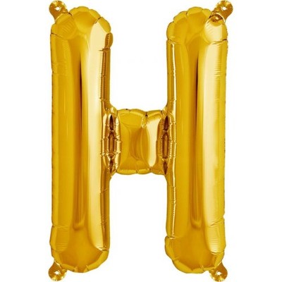 Small Gold Letter H 16in. Foil Balloon Pk 1 (Air Inflation Only / Stick & Cup Not Included)