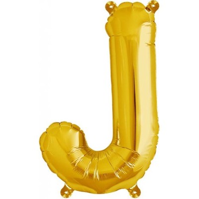 Small Gold Letter J 16in. Foil Balloon Pk 1 (Air Inflation Only / Stick & Cup Not Included)