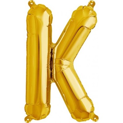 Small Gold Letter K 16in. Foil Balloon Pk 1 (Air Inflation Only / Stick & Cup Not Included)