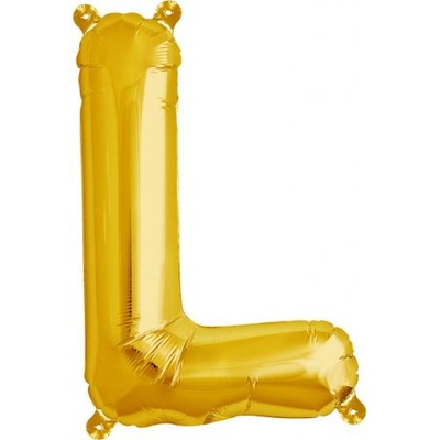 Small Gold Letter L 16in. Foil Balloon Pk 1 (Air Inflation Only / Stick & Cup Not Included)