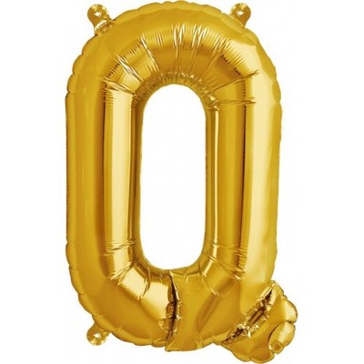 Small Gold Letter Q 16in. Foil Balloon Pk 1 (Air Inflation Only / Stick & Cup Not Included)