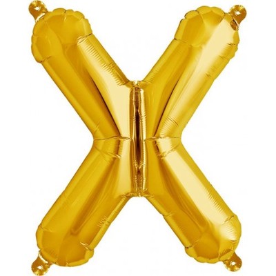 Small Gold Letter X 16in. Foil Balloon Pk 1 (Air Inflation Only / Stick & Cup Not Included)