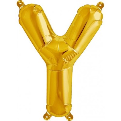 Small Gold Letter Y 16in. Foil Balloon Pk 1 (Air Inflation Only / Stick & Cup Not Included)