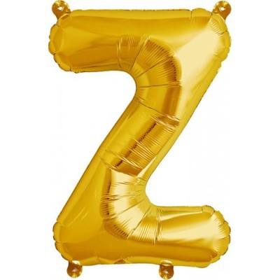 Small Gold Letter Z 16in. Foil Balloon Pk 1 (Air Inflation Only / Stick & Cup Not Included)