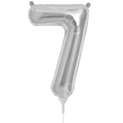 Small Silver Number 7 16in. Foil Balloon Pk 1 (Air Inflation Only / Stick & Cup Not Included)