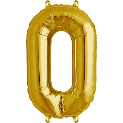 Small Gold Number 0 16in. Foil Balloon Pk 1 (Air Inflation Only / Stick & Cup Not Included)