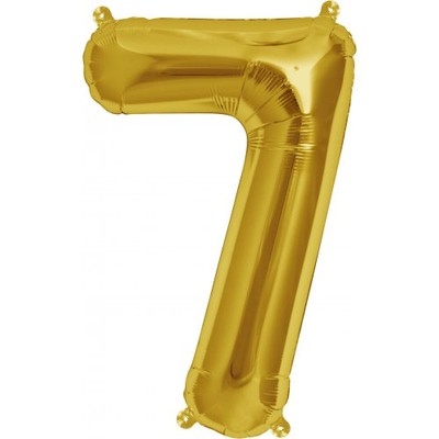Small Gold Number 7 16in. Foil Balloon Pk 1 (Air Inflation Only / Stick & Cup Not Included)