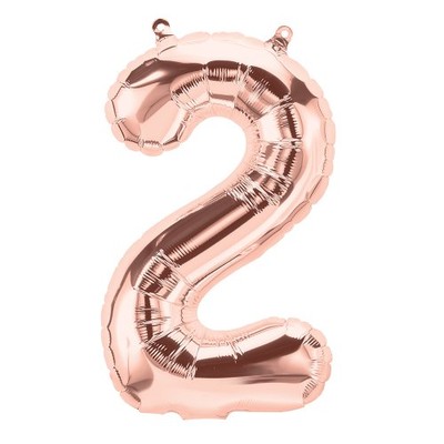 Small Rose Gold Number 2 Foil Balloon Pk 1 (Air Inflation Only)