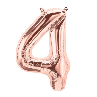 Small Rose Gold Number 4 Foil Balloon Pk 1 (Air Inflation Only)