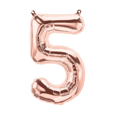 Small Rose Gold Number 5 Foil Balloon Pk 1 (Air Inflation Only)
