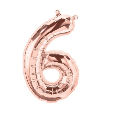 Small Rose Gold Number 6 Foil Balloon Pk 1 (Air Inflation Only)