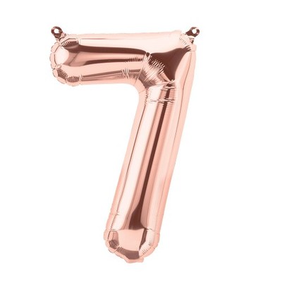 Small Rose Gold Number 7 Foil Balloon Pk 1 (Air Inflation Only)