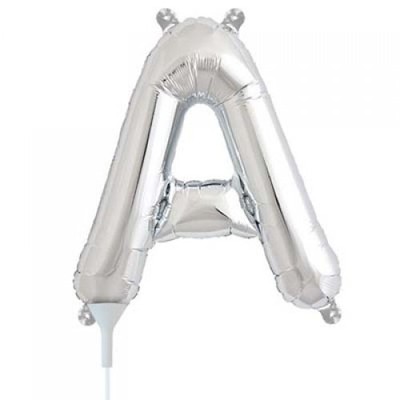 Small Silver Letter A 16in. Foil Balloon Pk 1 (Air Inflation Only / Stick & Cup Not Included)