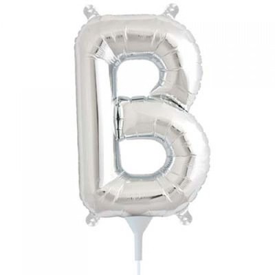 Small Silver Letter B 16in. Foil Balloon Pk 1 (Air Inflation Only / Stick & Cup Not Included)