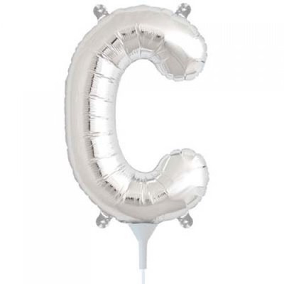 Small Silver Letter C 16in. Foil Balloon Pk 1 (Air Inflation Only / Stick & Cup Not Included)