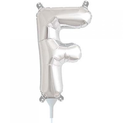Small Silver Letter F 16in. Foil Balloon Pk 1 (Air Inflation Only / Stick & Cup Not Included)