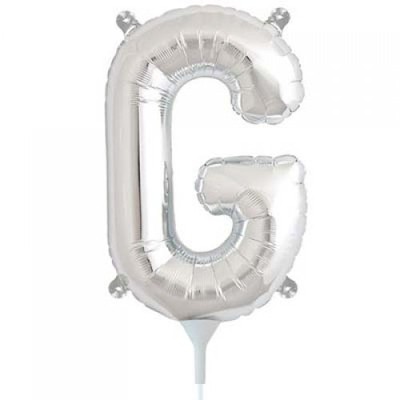 Small Silver Letter G 16in. Foil Balloon Pk 1 (Air Inflation Only / Stick & Cup Not Included)