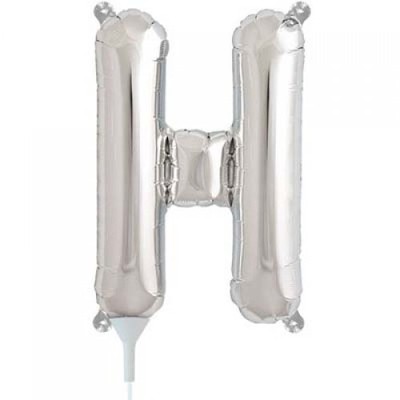 Small Silver Letter H 16in. Foil Balloon Pk 1 (Air Inflation Only / Stick & Cup Not Included)