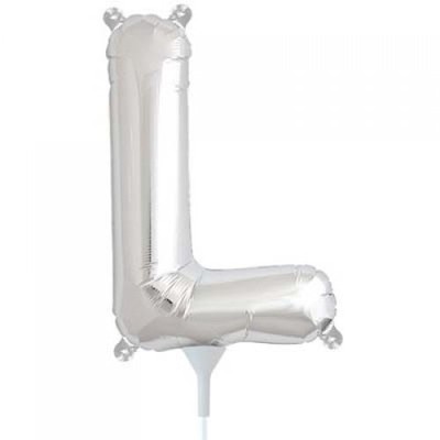 Small Silver Letter L 16in. Foil Balloon Pk 1 (Air Inflation Only / Stick & Cup Not Included)