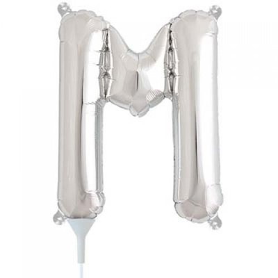 Small Silver Letter M 16in. Foil Balloon Pk 1 (Air Inflation Only / Stick & Cup Not Included)