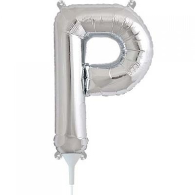 Small Silver Letter P 16in. Foil Balloon Pk 1 (Air Inflation Only / Stick & Cup Not Included)