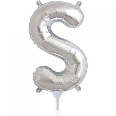 Small Silver Letter S 16in. Foil Balloon Pk 1 (Air Inflation Only / Stick & Cup Not Included)