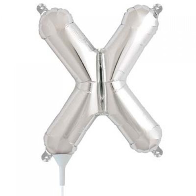 Small Silver Letter X 16in. Foil Balloon Pk 1 (Air Inflation Only / Stick & Cup Not Included)