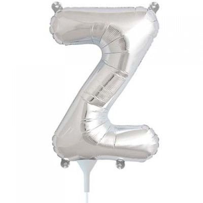 Small Silver Letter Z 16in. Foil Balloon Pk 1 (Air Inflation Only / Stick & Cup Not Included)