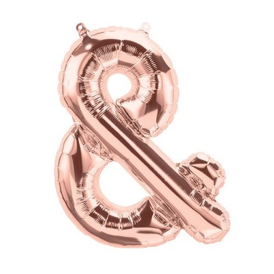 Small Rose Gold & Ampersand Shape Foil Balloon Pk 1 (Air Inflation Only)