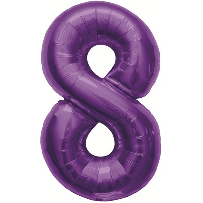 Purple Number 8 Foil Supershape Balloon (34in-87cm) Pk 1