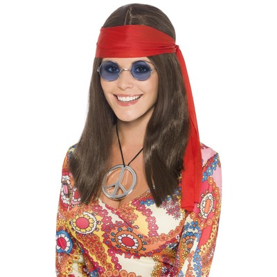 Adult Hippy Chick Kit (Wig, Glasses, Medallion and Headband)