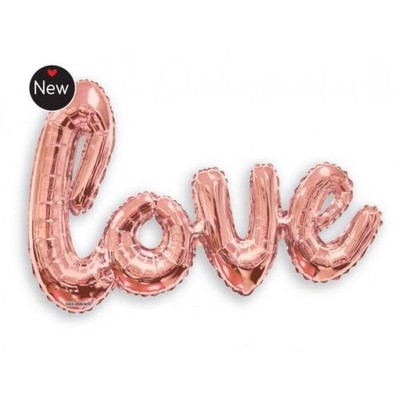 Love Script Rose Gold Foil Balloon (36in.) Pk 1 (Air Inflation Only)