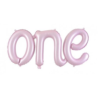 Matte Pink One Script Foil Balloon Banner