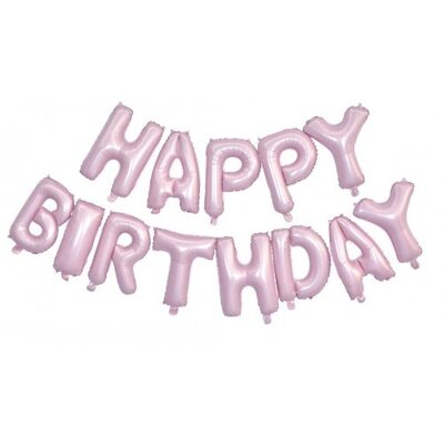Matte Pink Happy Birthday Foil Balloon Letter Banner
