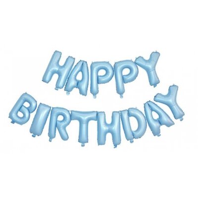 Matte Blue Happy Birthday Foil Balloon Letter Banner