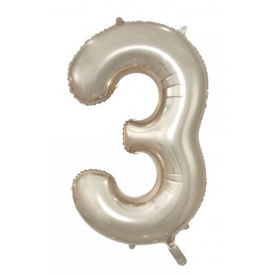 Champagne Gold Number 3 Foil Supershape Balloon (34in-86cm)