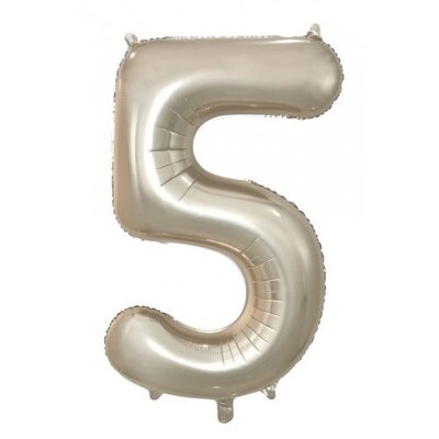 Champagne Gold Number 5 Foil Supershape Balloon (34in-86cm)